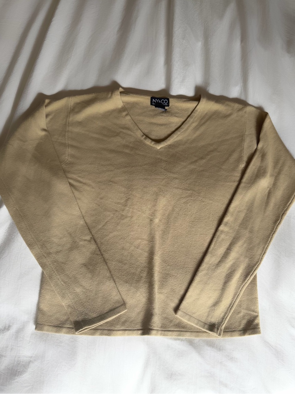 New York & Company Women's V-Neck Sweater in Tan